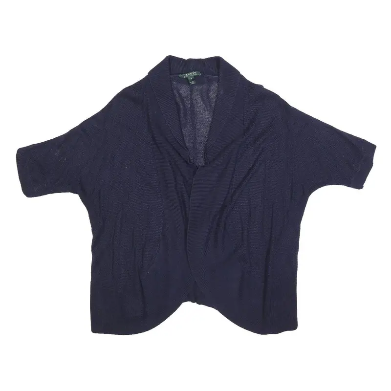 Lauren Ralph Lauren Womens Navy Blue Patterned Cardigan Crew Neck Basic Knit Xl 1