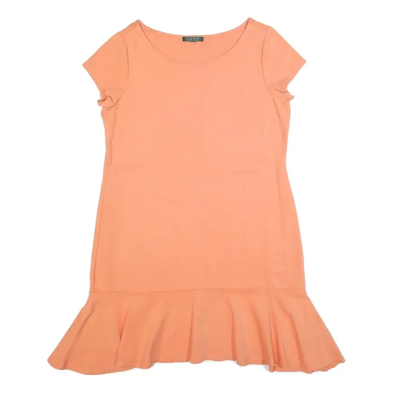 Lauren Ralph Lauren Womens Peach Bodycon Viscose Blend Plain Short Sleeve Mini 1