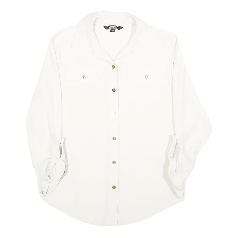 Lauren Ralph Lauren Womens White Basic Shirt Long Sleeve Collared S Elegant 1