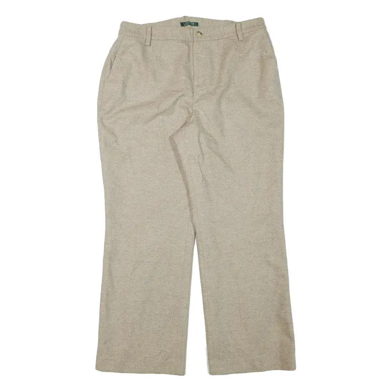 Lauren Ralph Lauren Womens Wool Beige Relaxed Straight Trousers W33 L29 Toggle 1