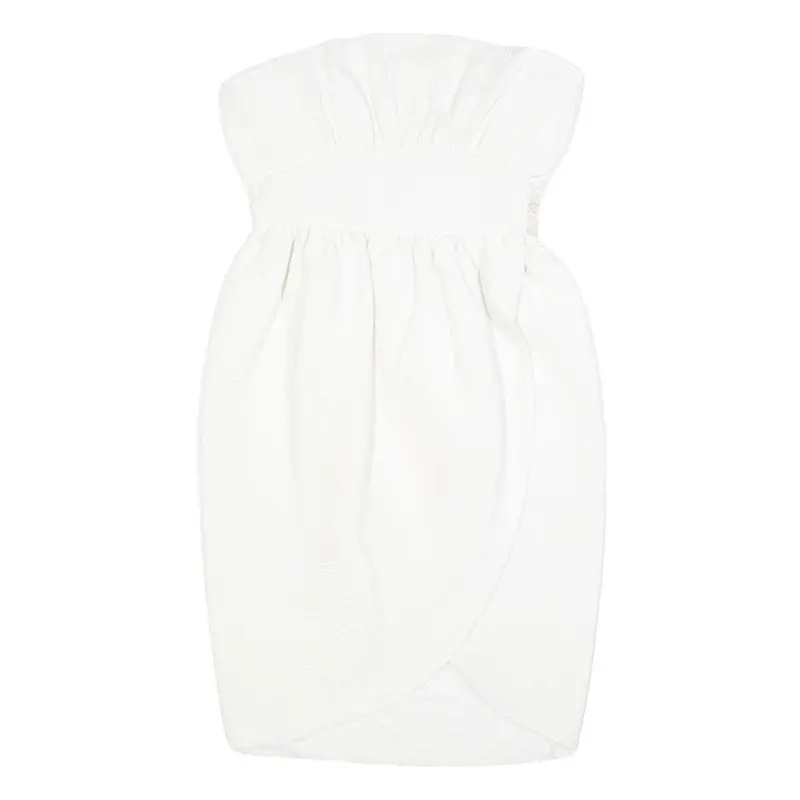 Lavine Boutique Womens White Strapless Cotton Blend Mini Dress S Elegant Evening 1