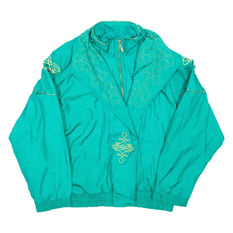 Lavon Womens Shell Jacket Green Nylon Floral Xl 1