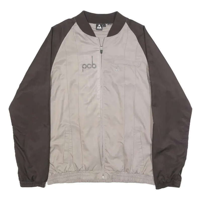 Le Coq Sportif Mens Brown & Beige Casual Jacket L Polyester Blend Zip Plain 1