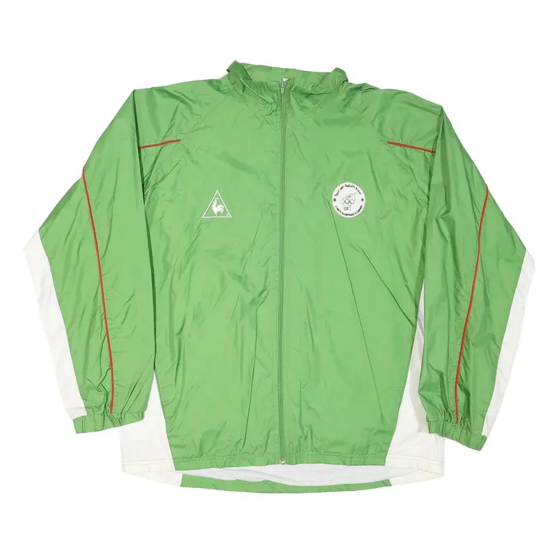 Le Coq Sportif Mens Green White Xl Nylon Jacket Zip Sportswear Lightweight 1