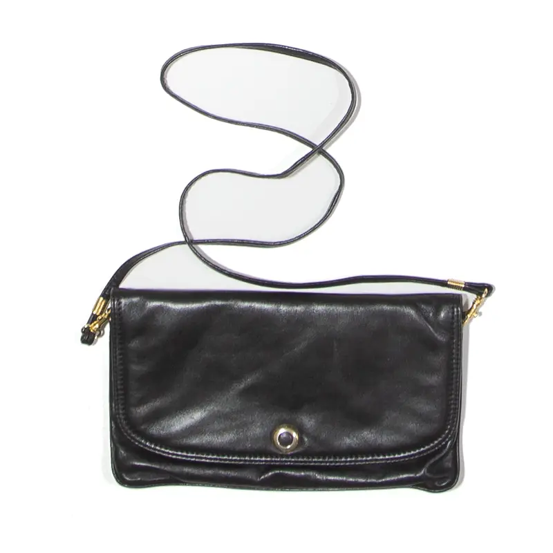 Leather Look Clutch Bag Black Womens 1