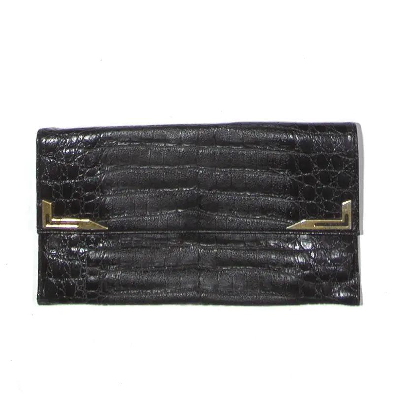 Leather Look Clutch Bag Black Womens 1
