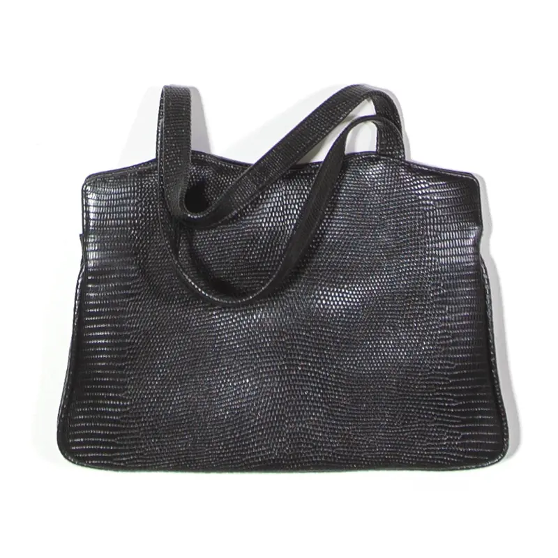 Leather Look Clutch Bag Black Womens 1