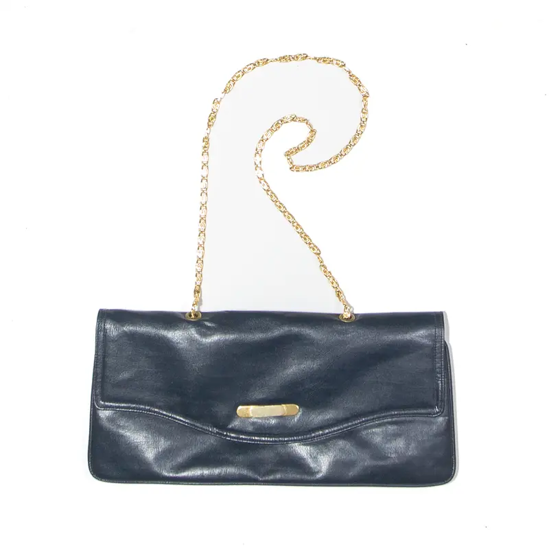 Leather Look Clutch Bag Blue Womens 1