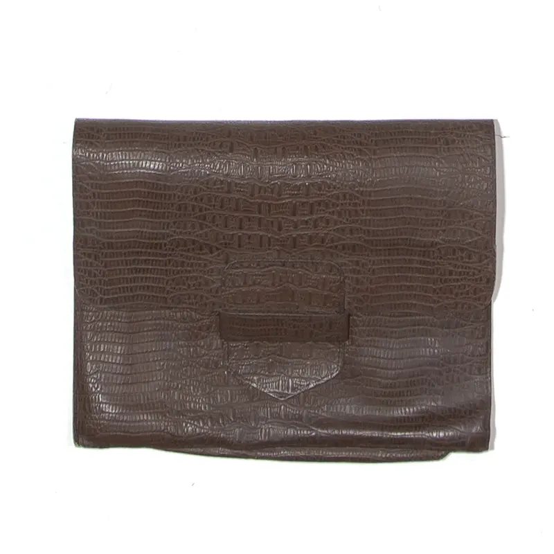 Leather Look Clutch Bag Brown Womens 1