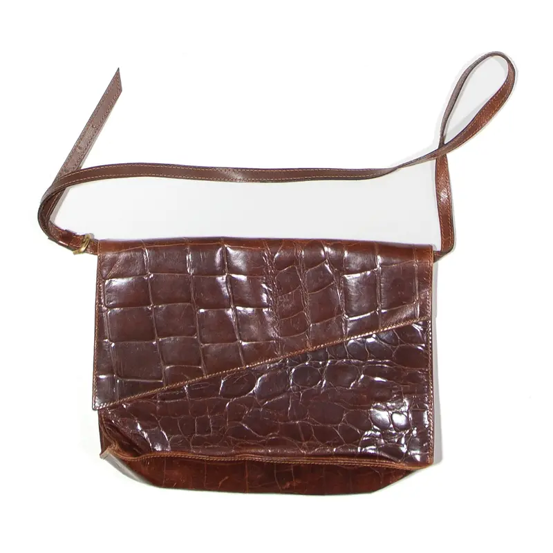 Leather Look Crossbody Bag Brown Womens 1
