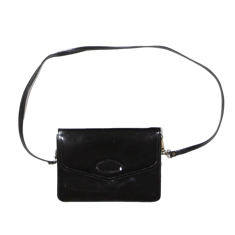 Leather Look Shoulder Bag Black Womens 1