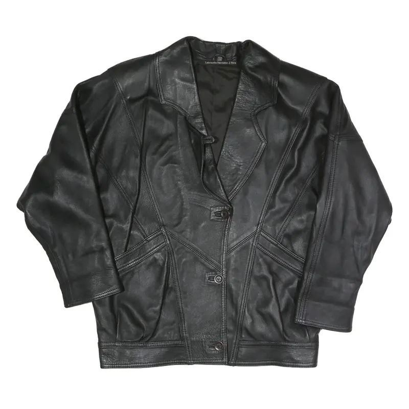 Ledermodern Fabrikation J. Taka Womens Black Button Faux Leather Jacket L Soft 1