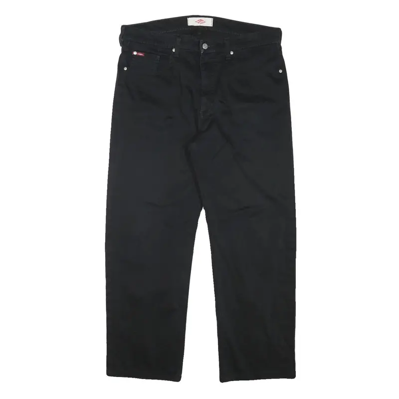 Lee Cooper Mens Black Regular Fit Straight Leg Trousers W34 L27 Zip Cotton Blend 1