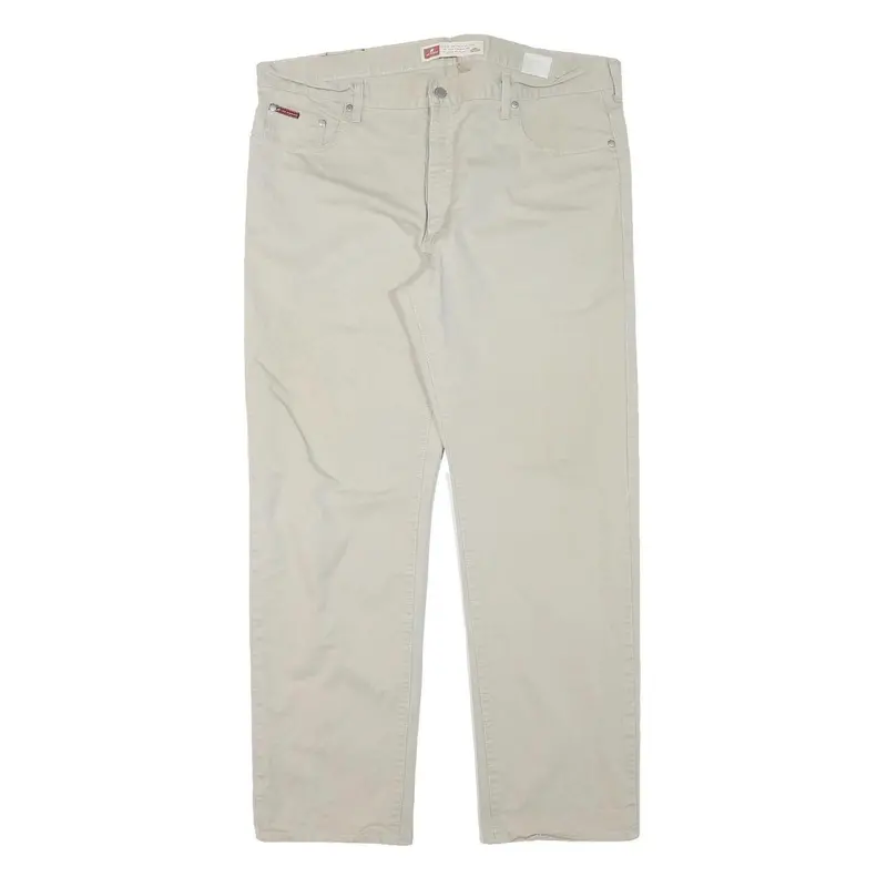 Lee Cooper Mens Cotton Blend Beige Regular Fit Straight Leg Trousers W40 L31 1