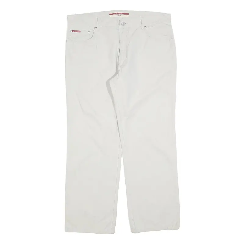 Lee Cooper Mens Cotton Blend White Regular Straight Trousers W36 L30 Casual Zip 1