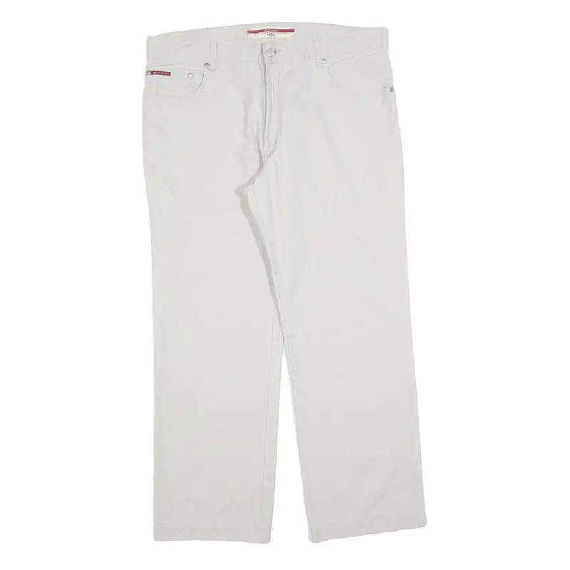 Lee Cooper Mens Cotton Blend White Regular Straight Trousers W36 L30 Classic Zip 1