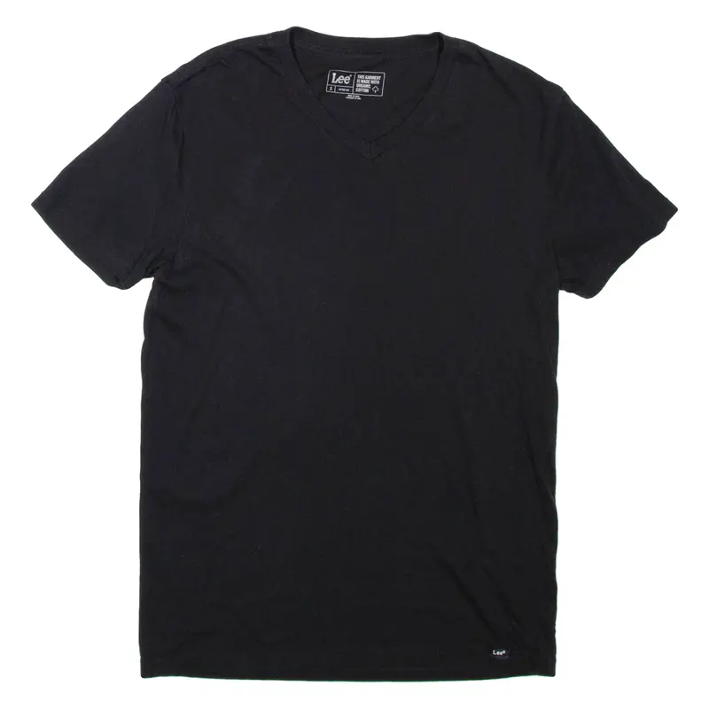Lee Fitted Tee Mens T-Shirt Black V-Neck S 1