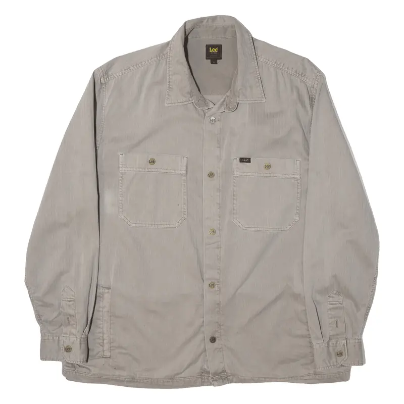 Lee Mens Plain Shirt Grey Long Sleeve Xl 1