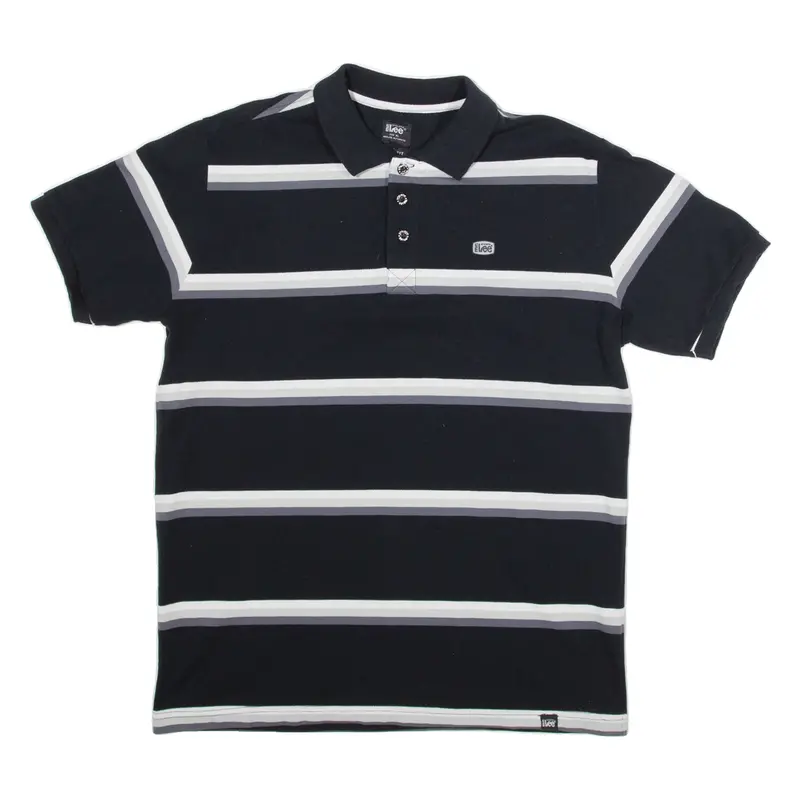 Lee Mens Polo Shirt Black Striped Xl 1