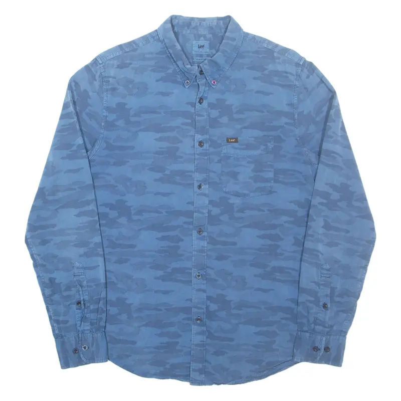 Lee Mens Shirt Blue Camouflage Long Sleeve S 1