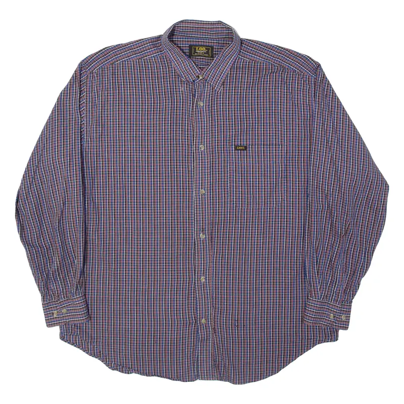 Lee Mens Shirt Blue Plaid Long Sleeve L 1