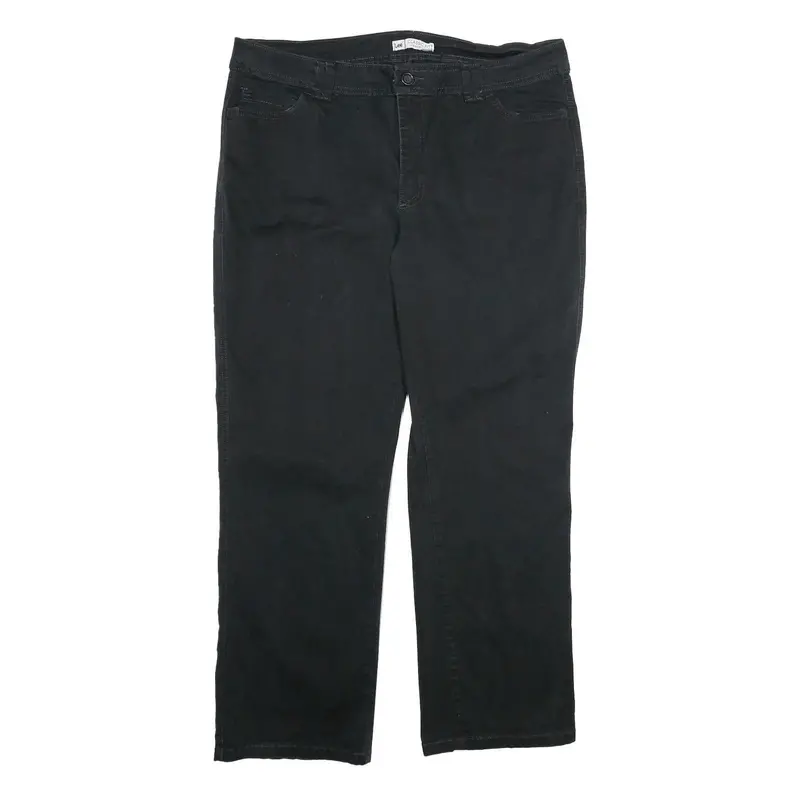 Lee Womens Black Classic Fit Straight Cotton Blend Trousers W36 L30 1