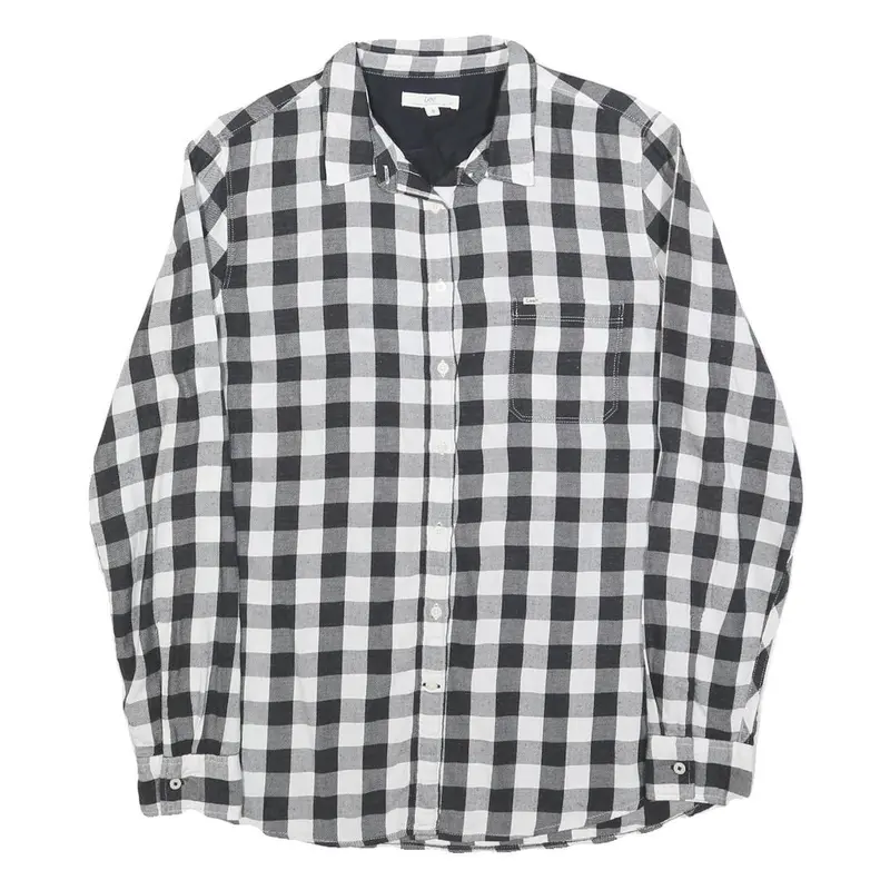 Lee Womens Black & White Check Shirt M Button-Up Casual Cotton Blend 1