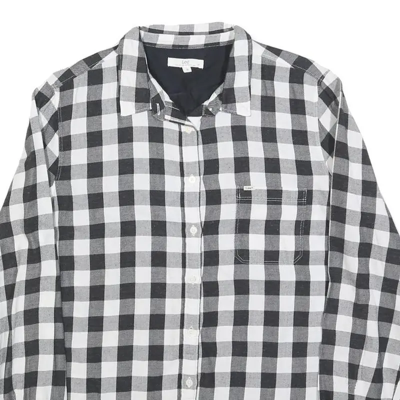 Lee Womens Black & White Check Shirt M Button-Up Casual Cotton Blend 2