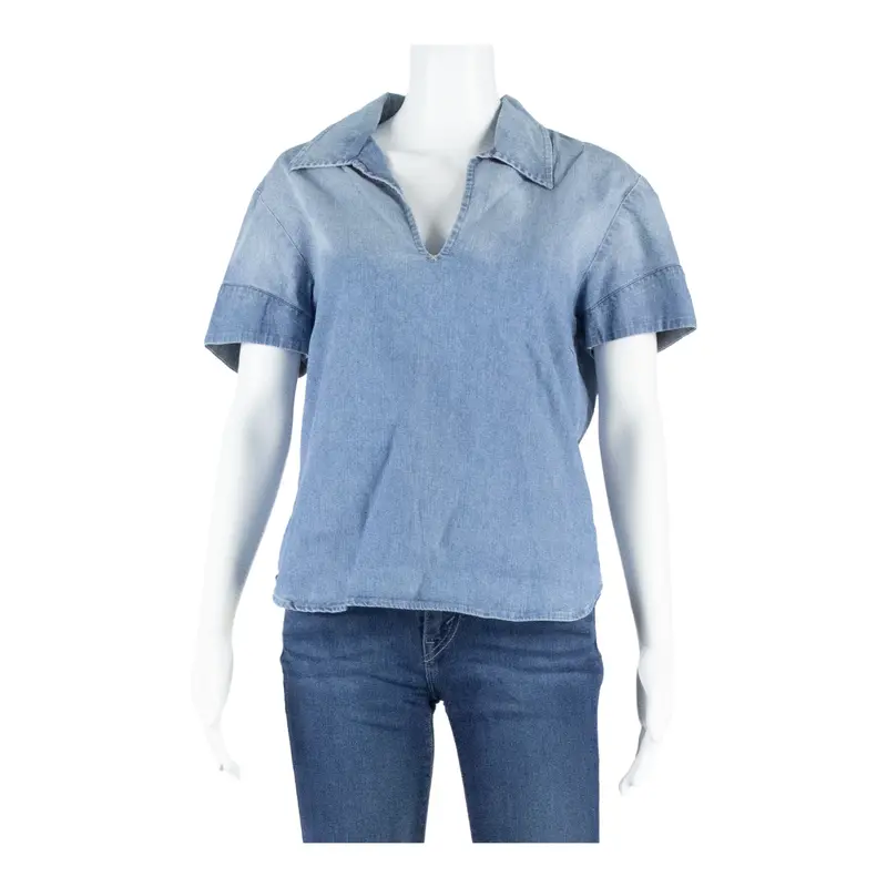Lee Womens Blouse Blue V-Neck Xl 1