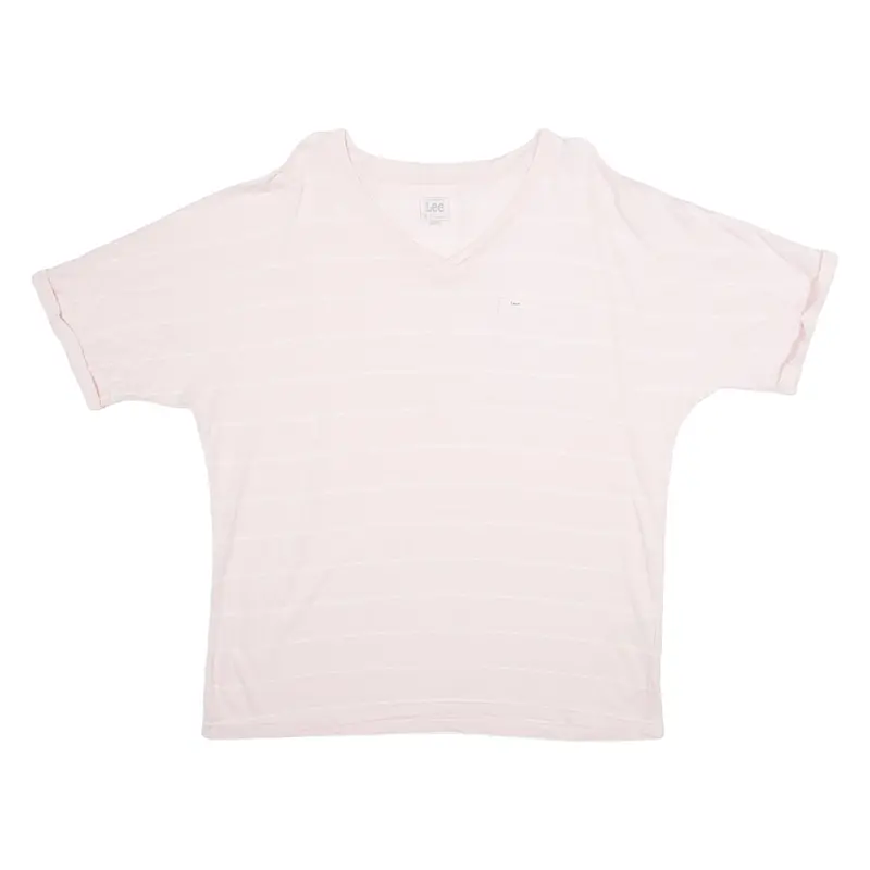 Lee Womens T-Shirt Pink V-Neck Xl 1