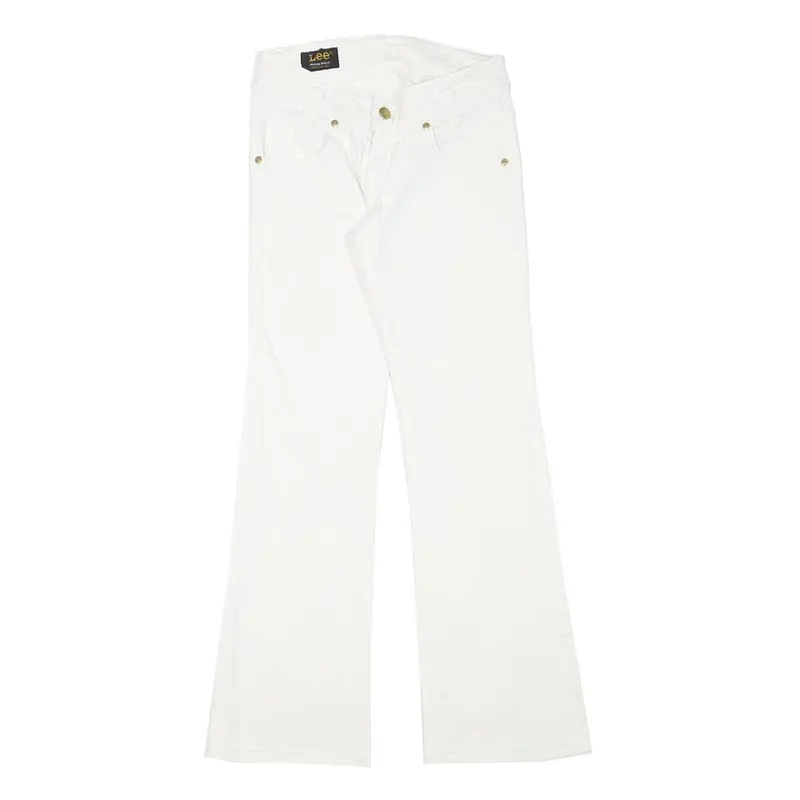 Lee Womens White Regular Straight Denim Medium W24 L28 Cotton Blend Zip Jeans 1