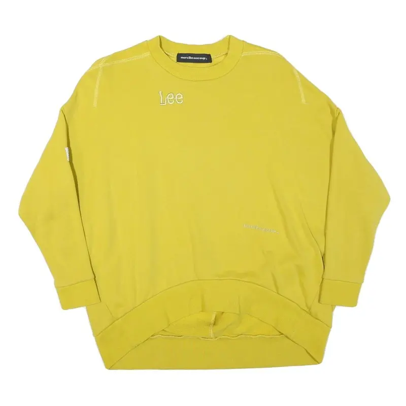 Lee Womens Yellow Cotton Blend Sweatshirt L Crew Neck Casual Pullover 1