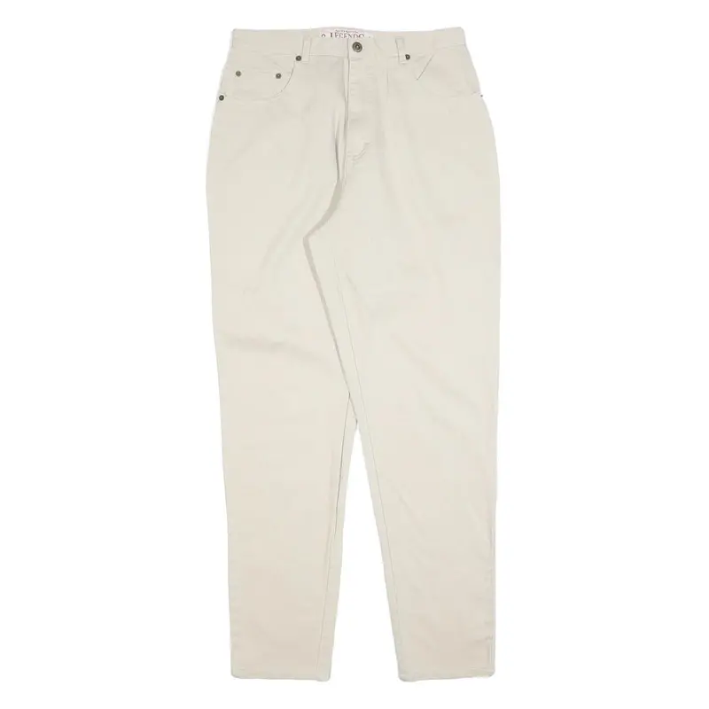 Legends Womens Cotton Blend Cream Regular Fit Straight Leg Trousers W30 L30 1