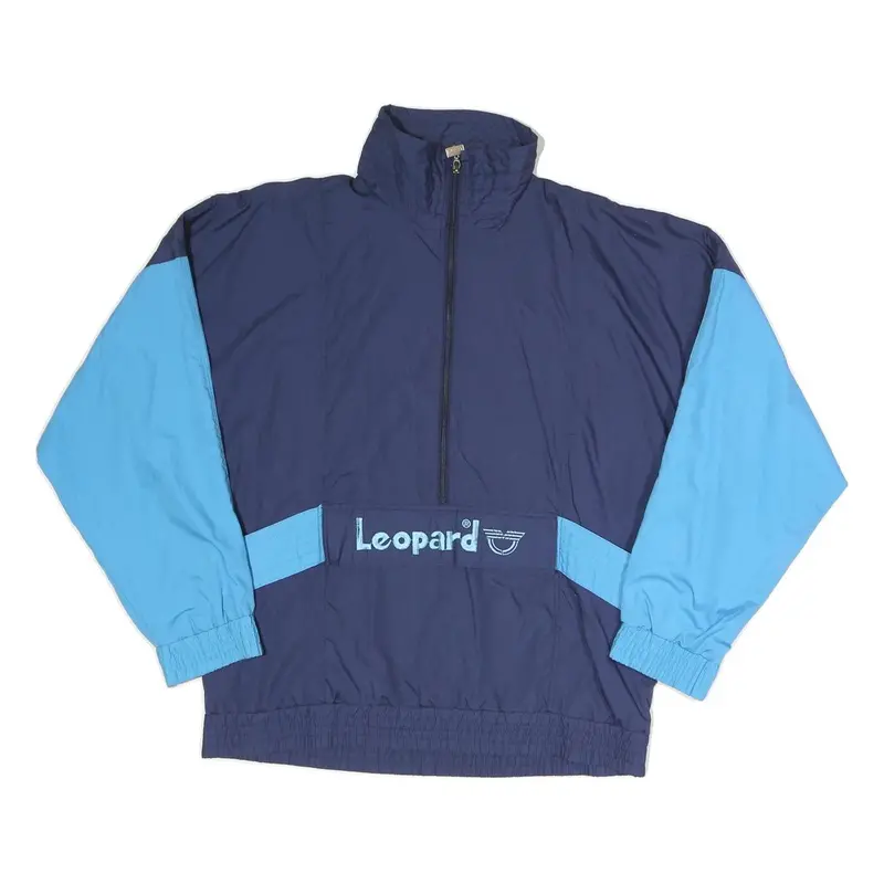 Leopard Mens Blue & Light Blue Track Jacket M Polyester Blend Colourblock 1