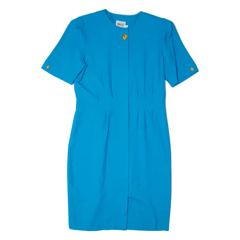 Leslie Fay Womens Sheath Dress Blue Short Sleeve Midi M 1