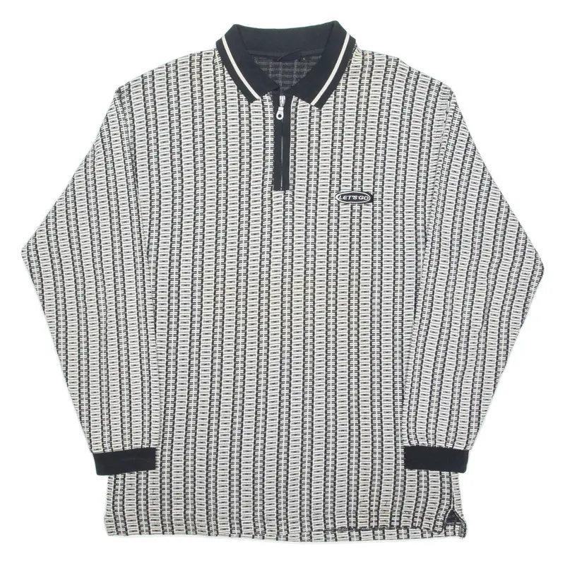 Let's Go 1/4 Zip Mens Sweatshirt White Collared L 1