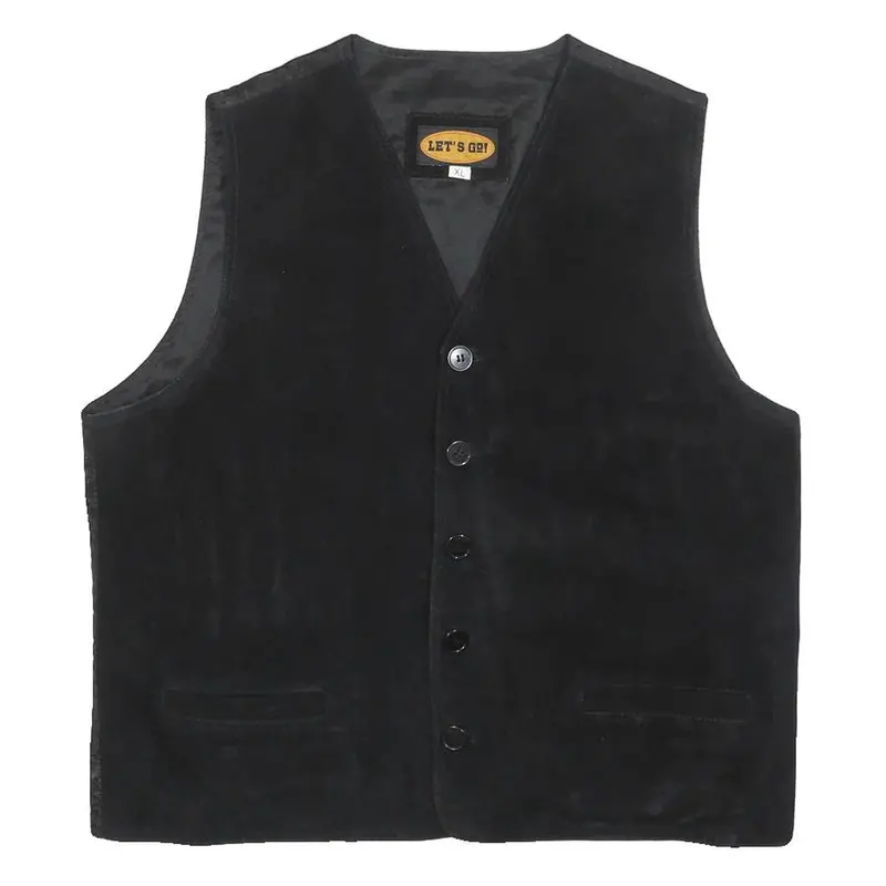 Lets Go Mens Black Jacket Xl Polyester Button Plain Classic Vest Style 1
