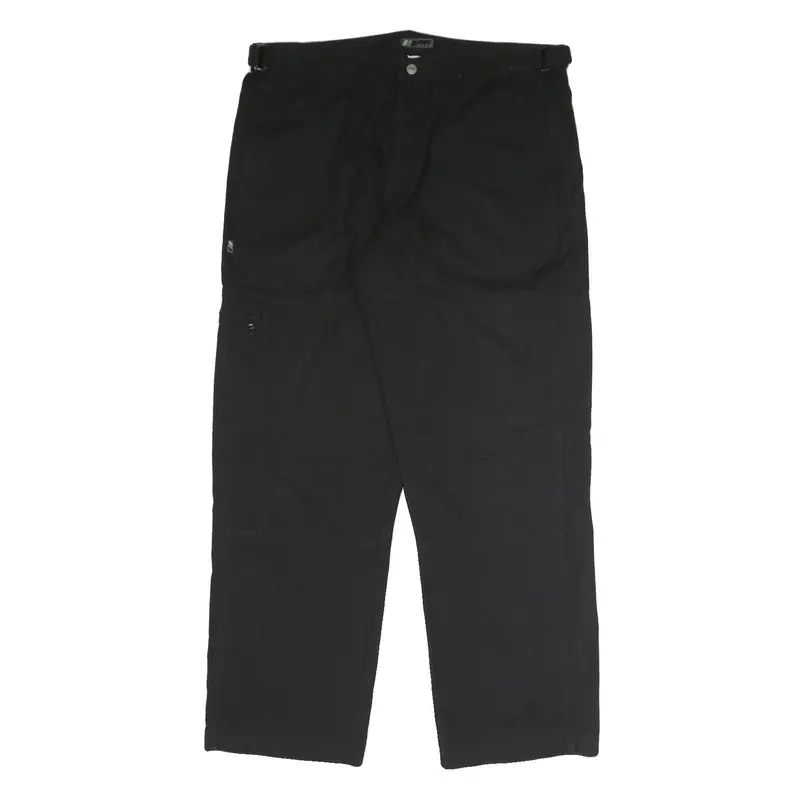 Lets Go Mens Black Relaxed Straight Trousers W40 L32 Cotton Blend Zip Pocketed 1