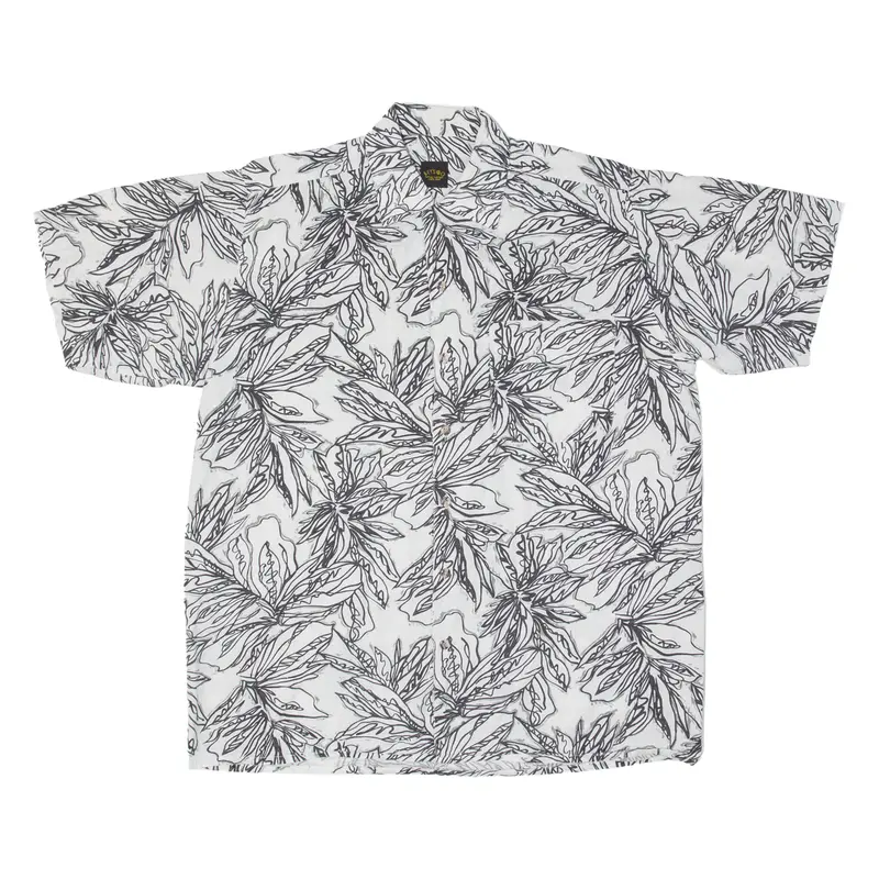 Lets Go Mens Hawaiian Shirt White Floral M 1