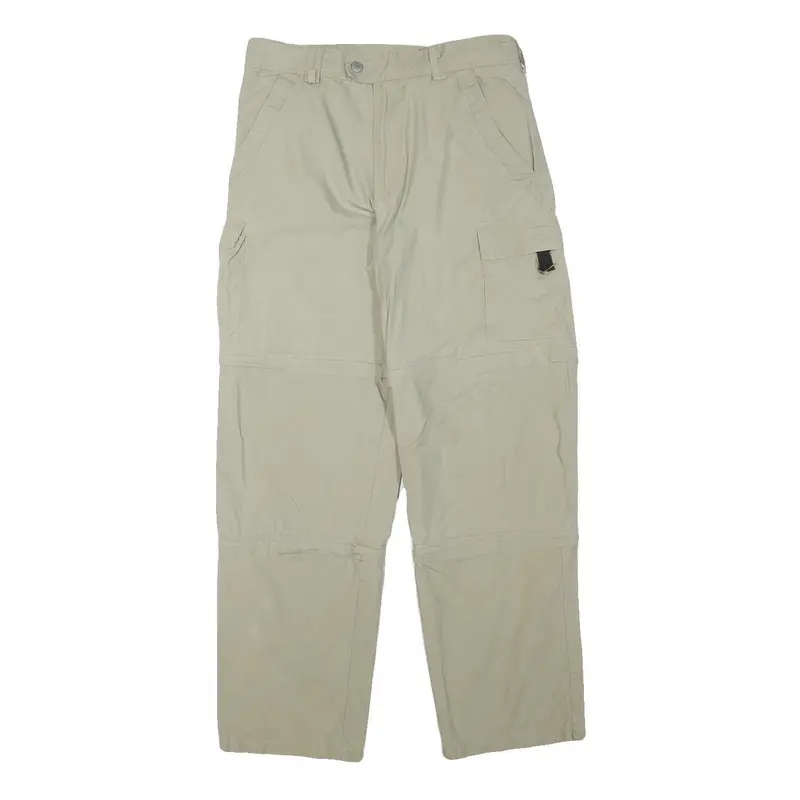 Lets Go Mens Relaxed Beige Cargo Trousers W30 L30 Utility Zip Pockets 1