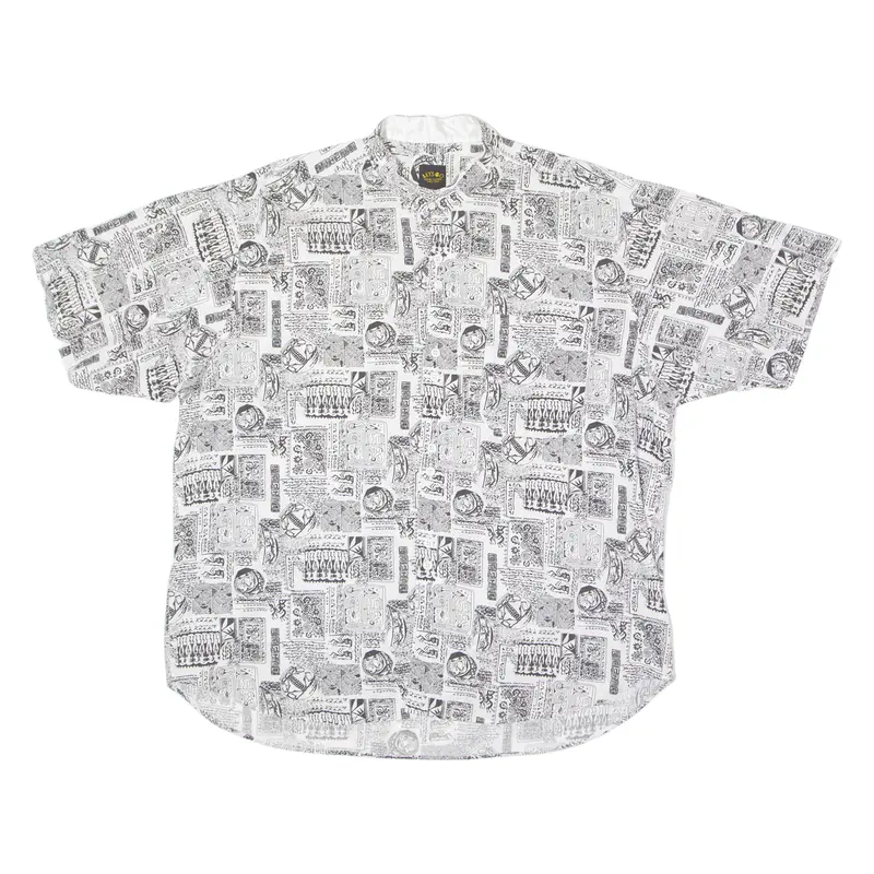 Let's Go Mens Shirt White 90S Crazy Pattern Xl 1