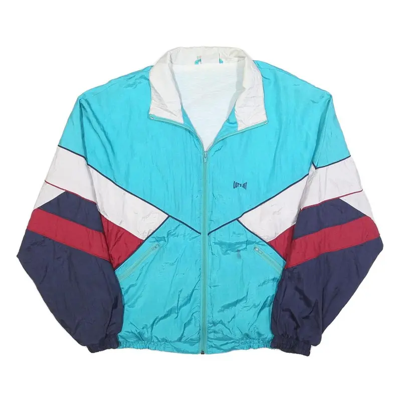 Lets Jet Mens Blue & Red Nylon Zip Jacket S Retro 80S Colourblock Casual 1