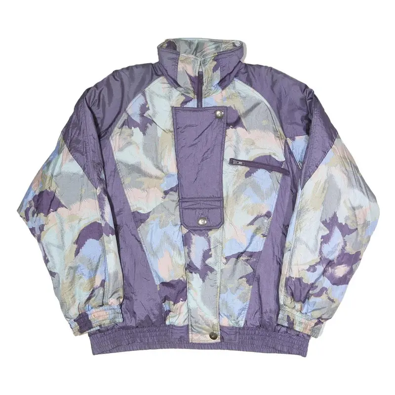 Lets Jet Womens Purple Blue Polyester Blend Jacket L Zip Printed Oversized 1