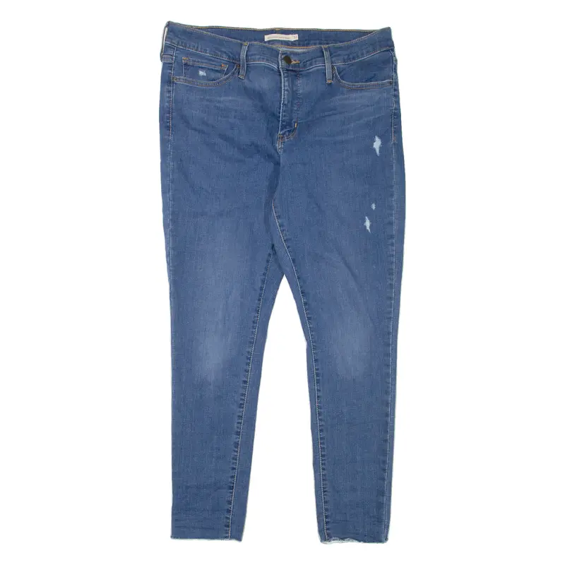 Levi's 310 Shaping Distressed Womens Jeans Blue Slim Skinny W32 L28 1