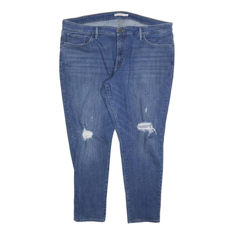 Levi's 310 Womens Slim Blue Denim Light W42 L28 Distressed Jeans Zip Closure 1