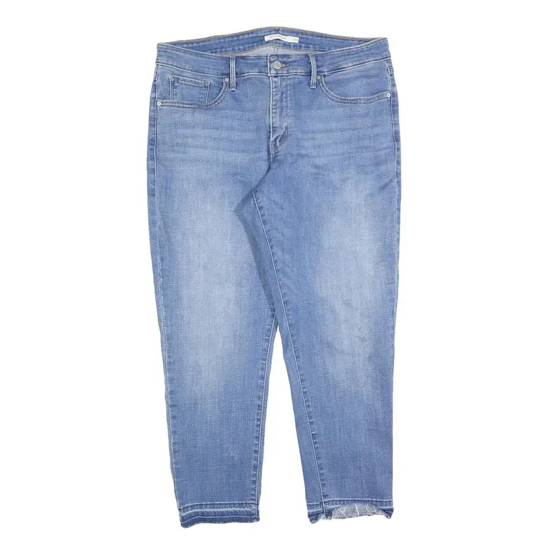 Levi's 311 Womens Slim Blue Denim Light W34 L25 Skinny Jeans Frayed Hem 1
