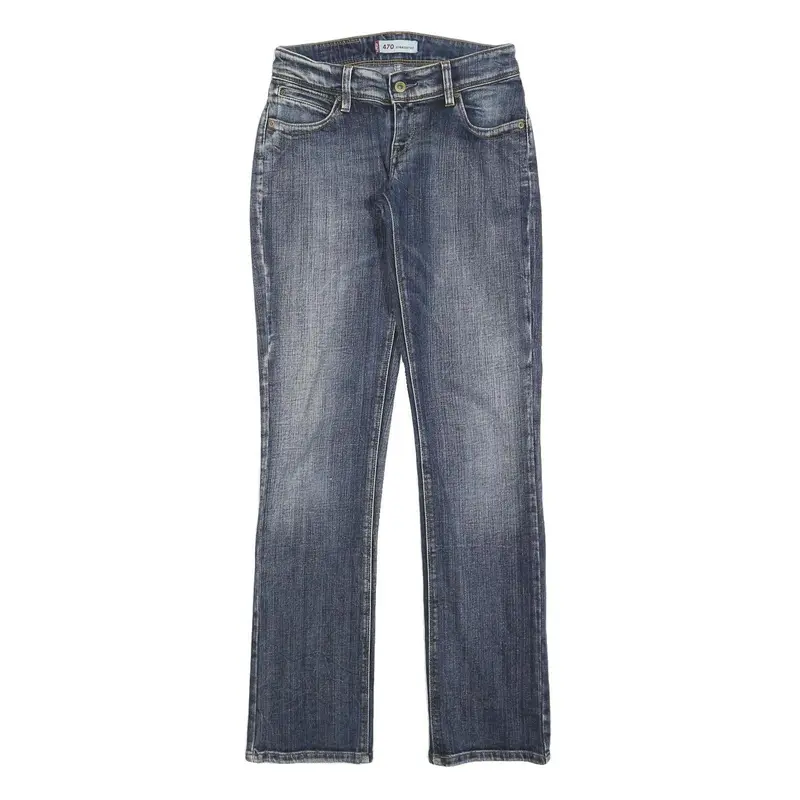 Levi's 470 Womens Jeans Blue Slim Straight Denim Medium W28 L34 Zip Closure 1