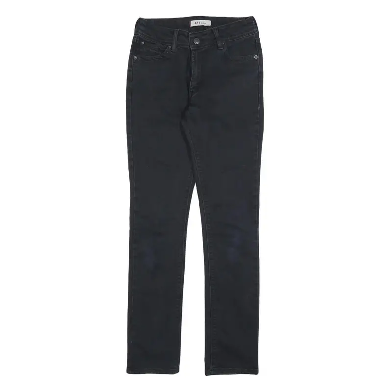 Levi's 471 Womens Jeans Black Slim Skinny Denim W26 L31 Stylish Zip Fastening 1