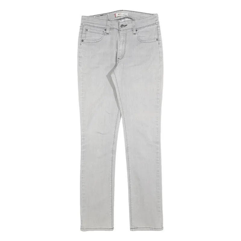 Levi's 471 Womens Jeans Pale Grey Slim Skinny Denim W28 L30 Zip Cotton Blend 1