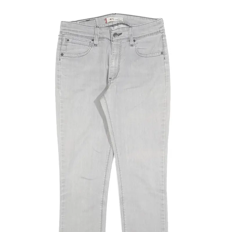 Levi's 471 Womens Jeans Pale Grey Slim Skinny Denim W28 L30 Zip Cotton Blend 2